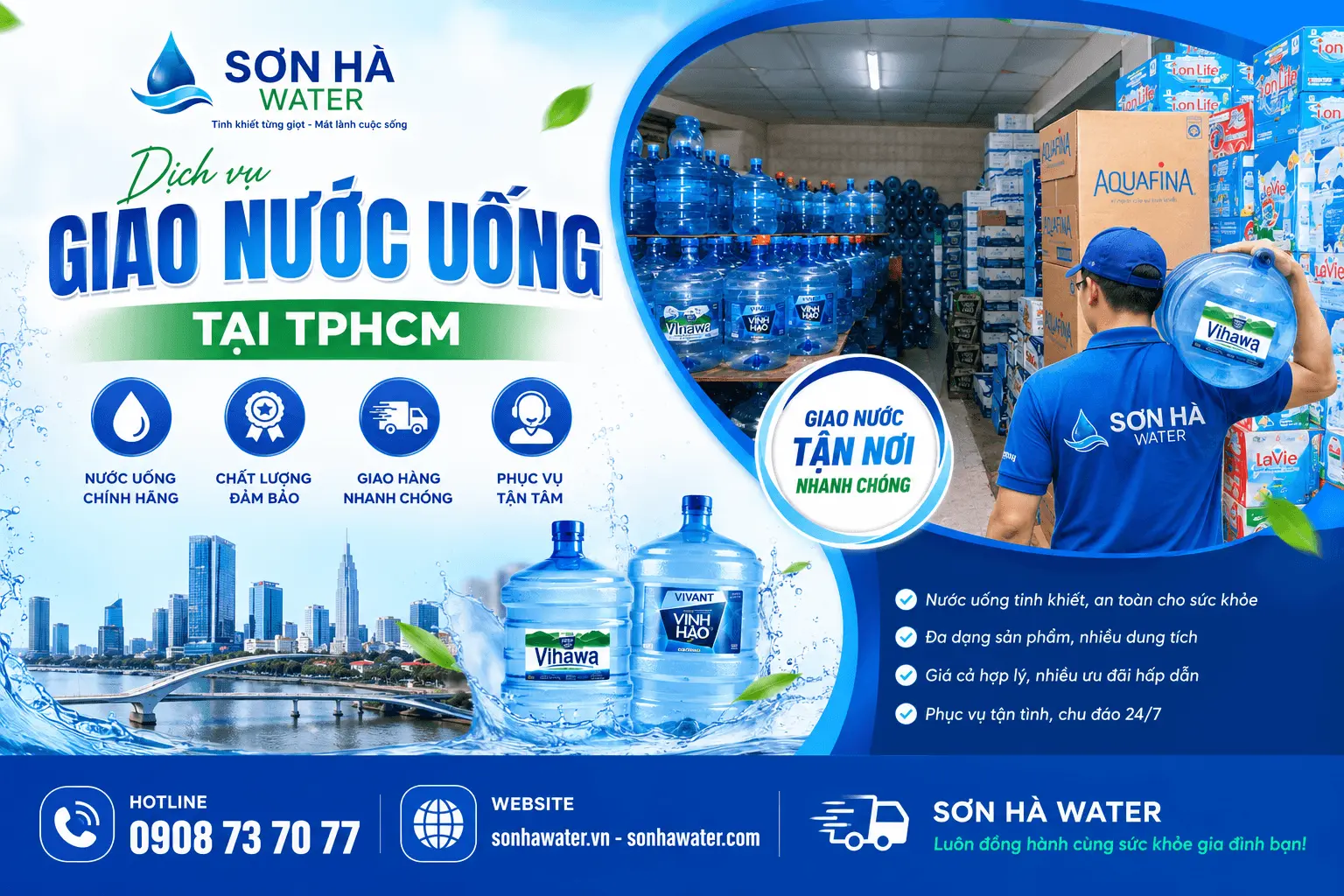 Sơn Hà Water - dịch vụ giao nước uống tận nơi TPHCM gần đây uy tín chuyên nghiệp